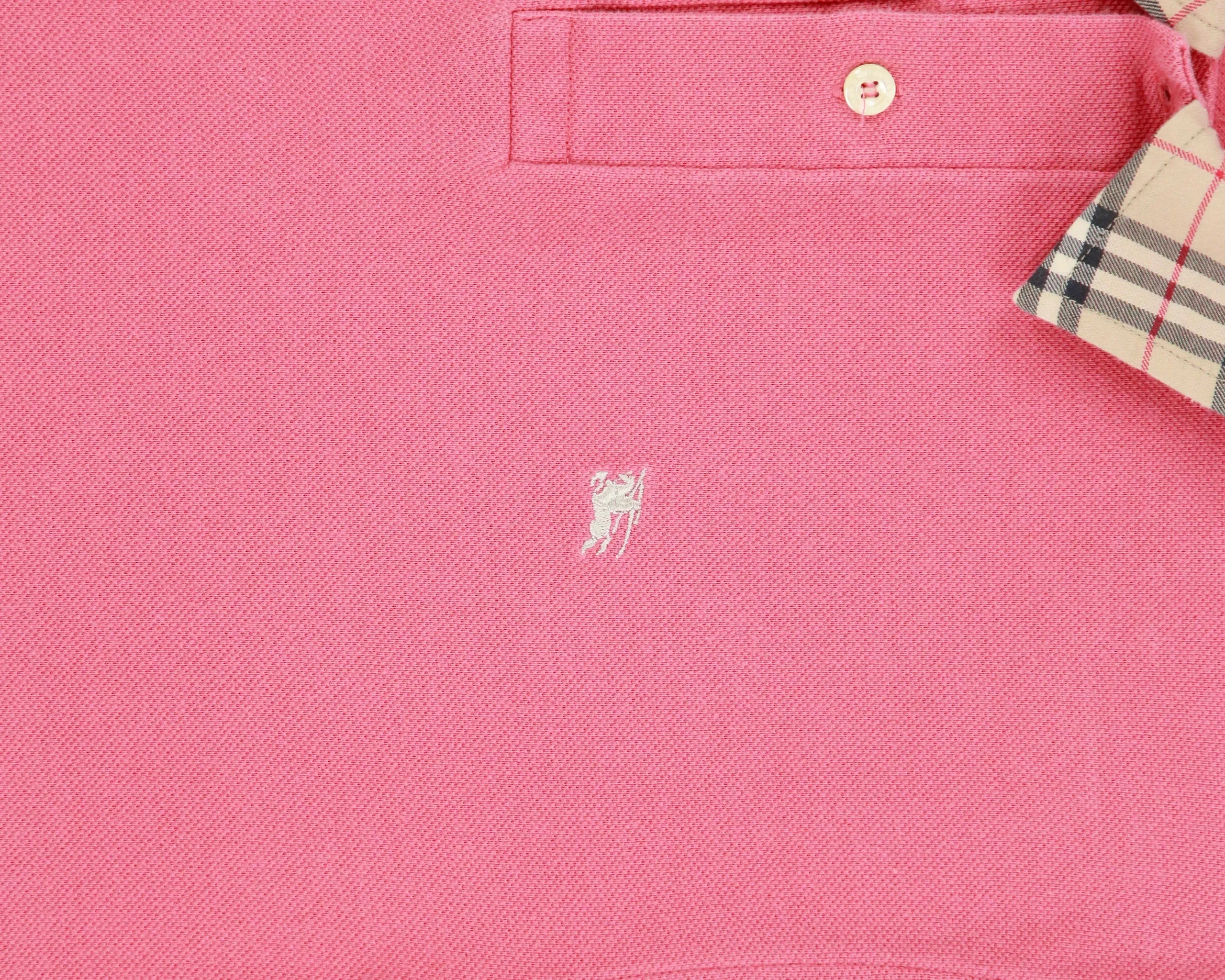 Vintage Y2K 00s Burberry Dark Pink Nova Check Collar Short Sleeve Polo Shirt - S sold by Rokit product image thumbnail 4