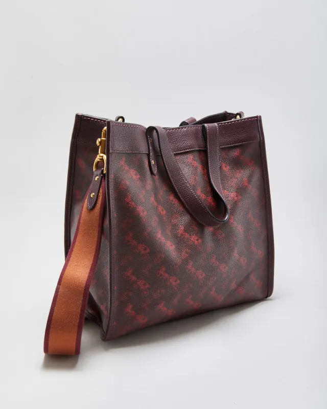 Vintage Y2K 00s Coach Horse & Carriage Print Field Tote made by Coach