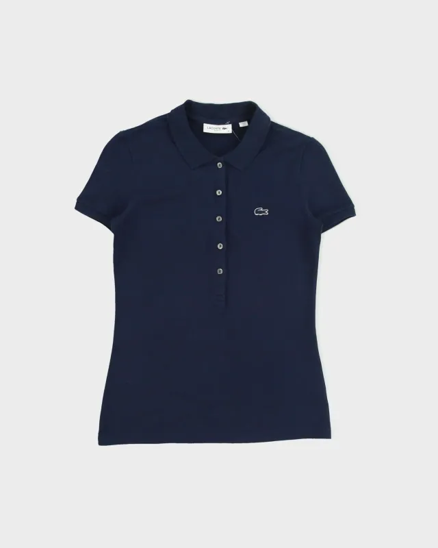 Vintage Lacoste Women's Navy Croc Pique Slim Fit Short Sleeve Polo Shirt - XS made by Lacoste