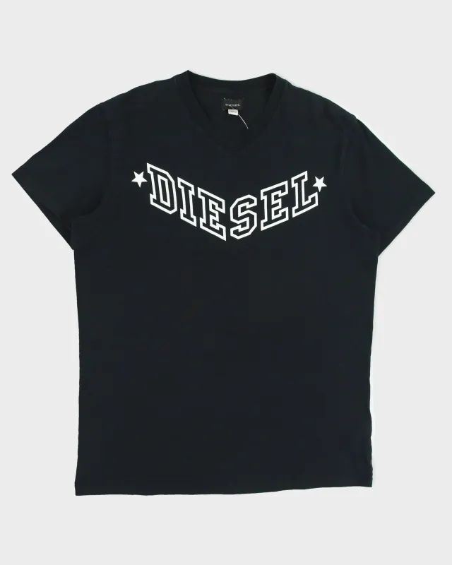 Vintage Diesel Star Spell Out Fitted V-Neck Logo T-Shirt - XL made by Diesel
