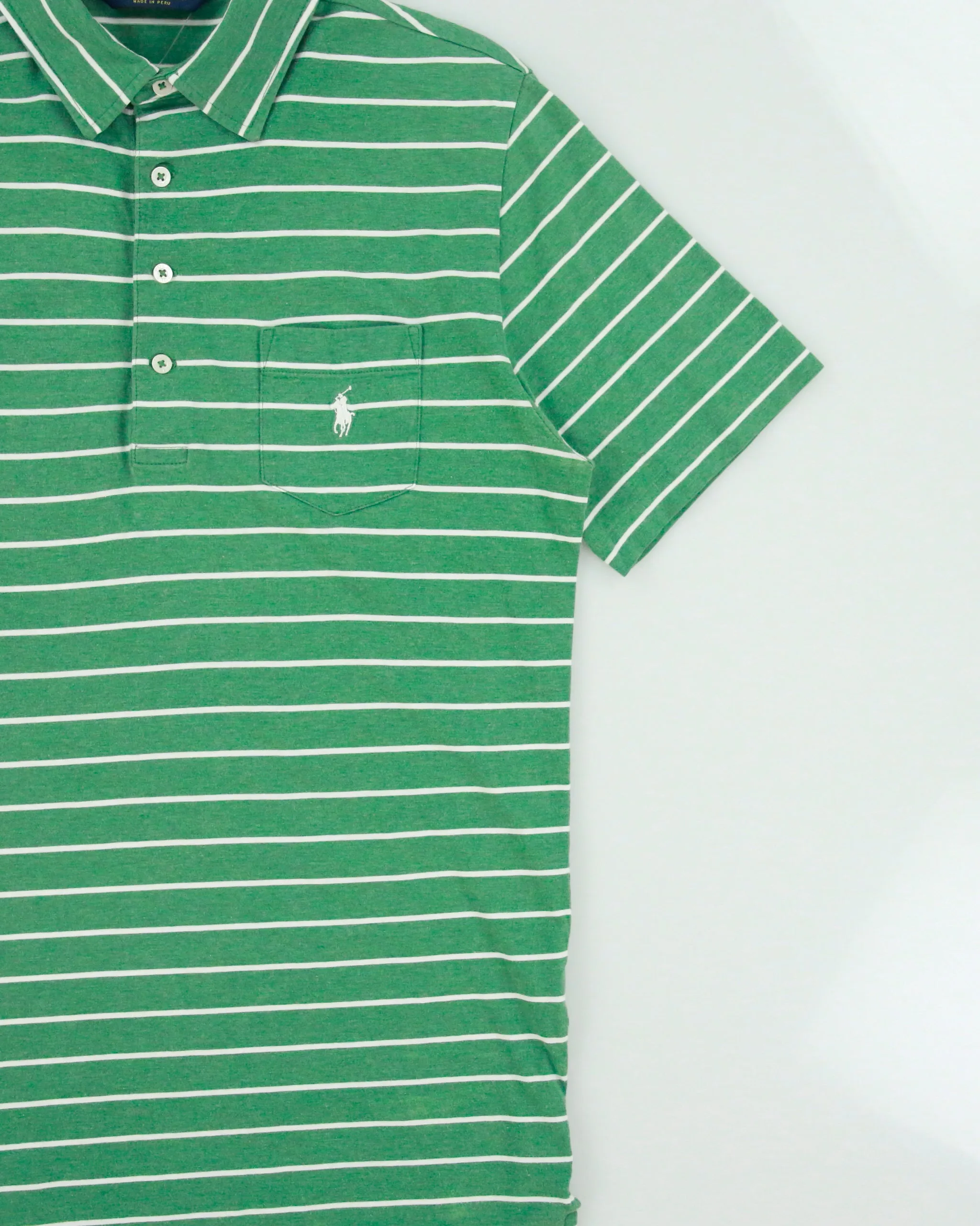Polo Ralph Lauren Golf Vintage Lisle Striped Short Sleeve Pocket Polo Shirt - S sold by Rokit product image thumbnail 3