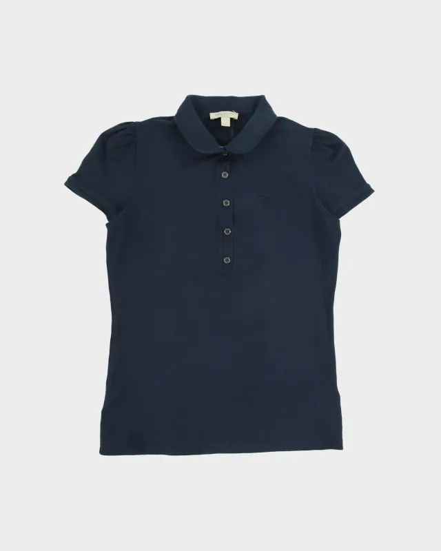 Vintage Y2K 00s Burberry Brit Women's Navy Nova Check Placket Short Sleeve Polo Shirt - M made by Burberry