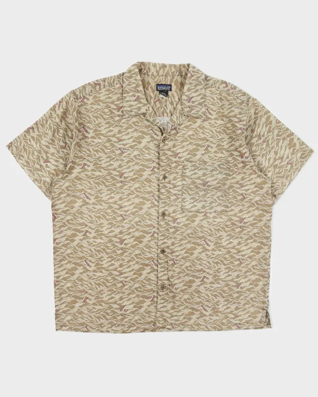 Vintage 1990s Patagonia Organic Fish Patterned Short Sleeve Camp Collar Shirt - XL made by Patagonia