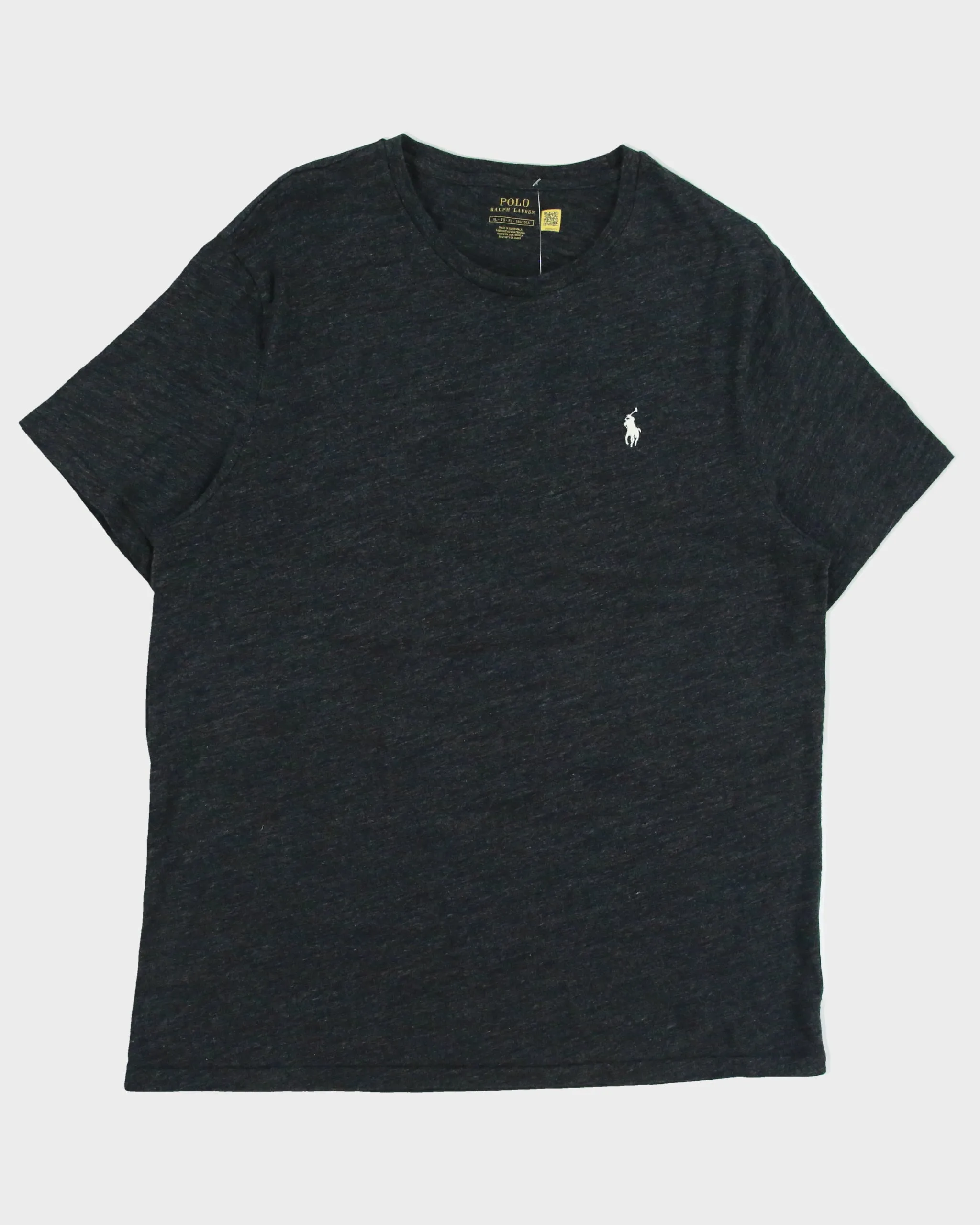 Vintage Polo Ralph Lauren Grey Marl Heavyweight Single Stitch Crewneck T-Shirt - XL sold by Rokit