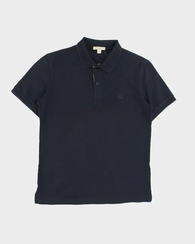 Vintage Burberry Brit Navy Nova Check Placket Short Sleeve Polo Shirt - S made by Burberry