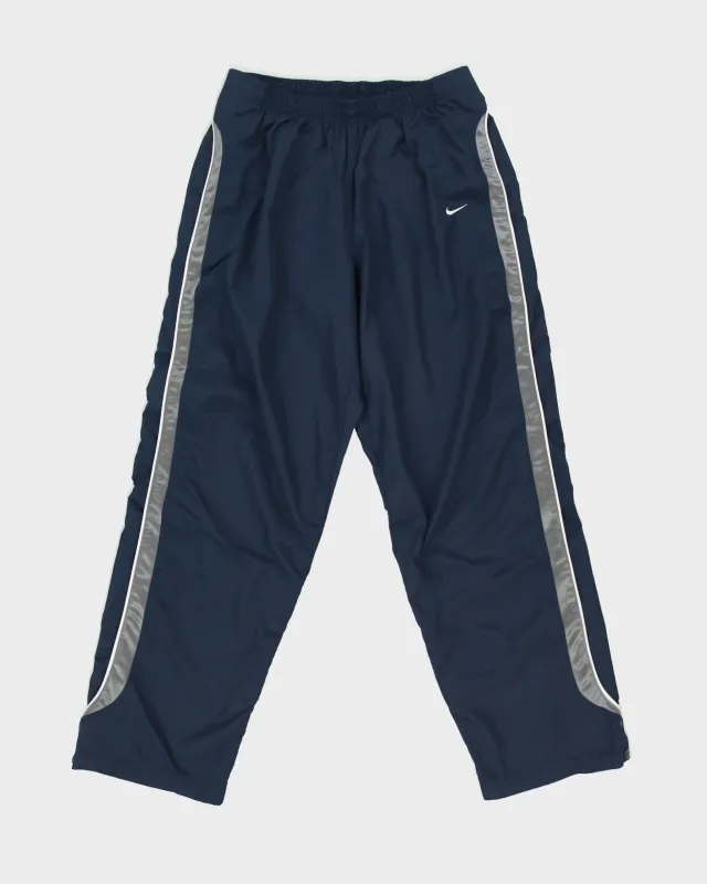 Vintage Y2K 00s Nike Soft Shell Wide Leg Taped Popper Tracksuit Bottoms - M made by Nike