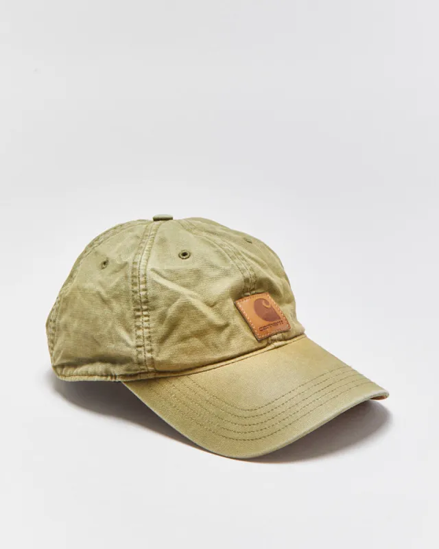 Vintage Carhartt Khaki Odessa Distressed Canvas Velcro Baseball Cap - OS made by Carhartt