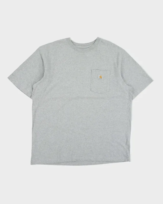 Vintage Carhartt Grey Marl Heavyweight Original Fit Crewneck Pocket T-Shirt - XL made by Carhartt