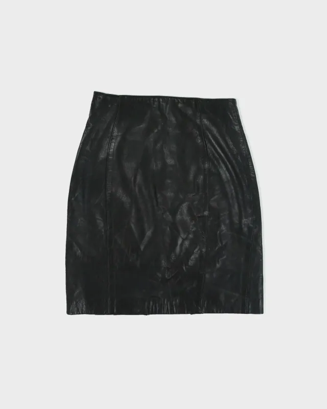 Vintage 1990s Neto Panelled Back Split Leather Skirt - XS made by Rokit