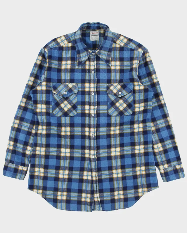 Vintage 1970s Champion Long Sleeve Western Plaid Flannel Shirt - M made by Champion