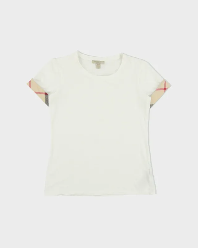 Vintage Y2K 00s Burberry Brit Women's Nova Check Cuff Crewneck T-Shirt - XS made by Burberry