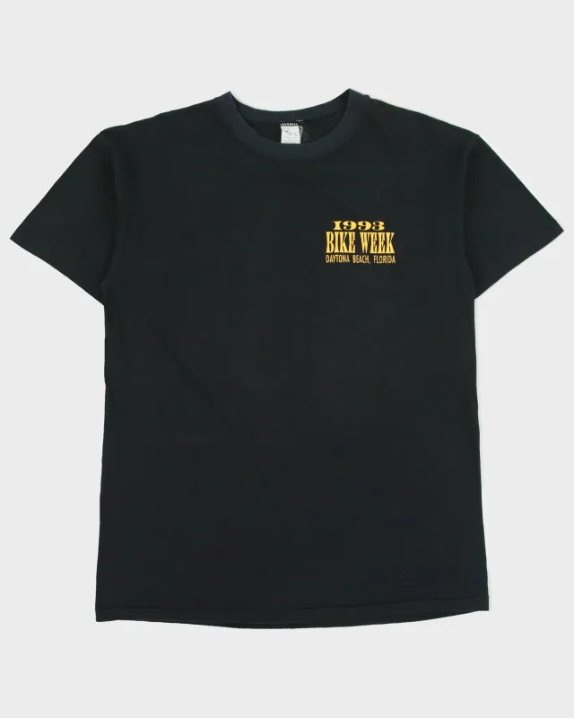 Vintage 1993 Daytona Beach Florida Bike Week Heavyweight Single Stitch Made In USA Crewneck T-Shirt - L made by Rokit