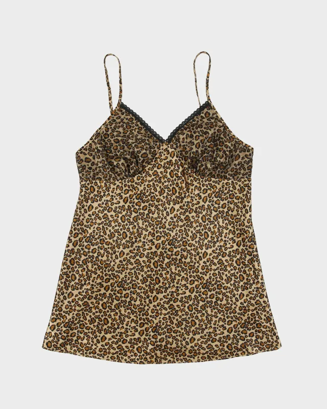 Vintage Y2K 00s Versailles Leopard Print Tie Back Satin Mini Slip Dress - M made by Rokit