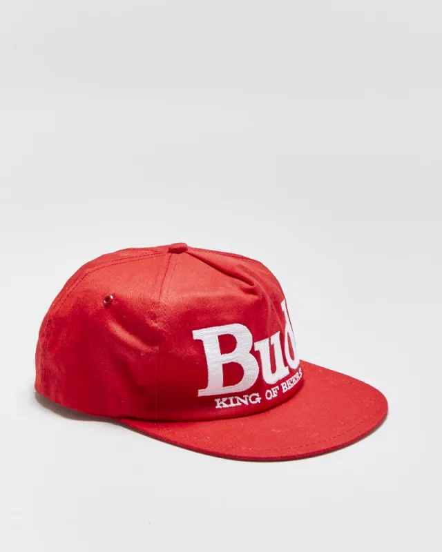DS Vintage 1980s Budweiser King Of Beers Flat Brim Made In Canada Baseball Snapback - OS made by Rokit