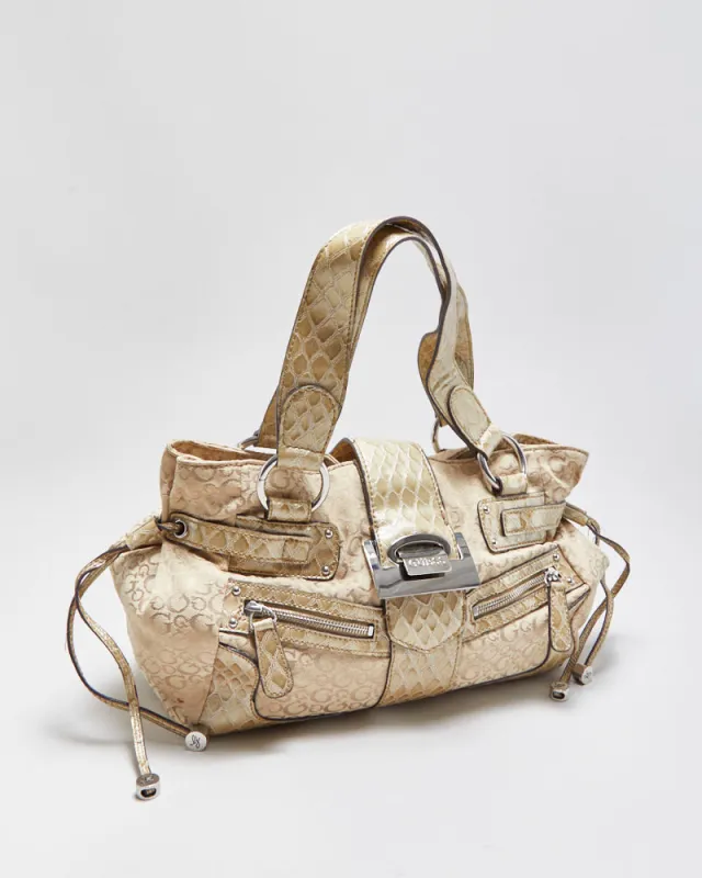Vintage Y2K 00s Guess Snakeskin Monogram Multi Pocket Handbag made by Guess