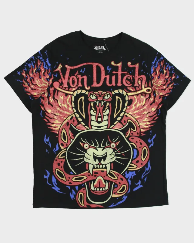 Vintage Von Dutch Heavyweight Cobra Panther AOP Crewneck T-Shirt - XL made by Rokit
