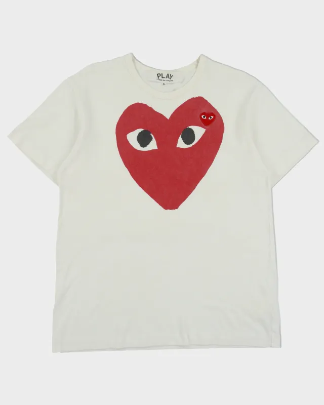 Comme des Garçons PLAY Heavyweight Double Heart Embroidered Single Stitch Crewneck T-Shirt - XL made by Comme des Garcons