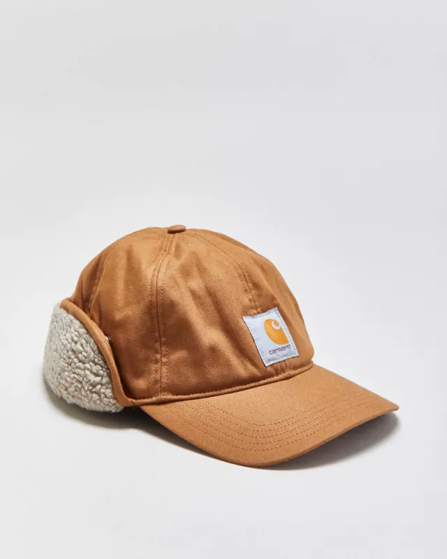 DS Vintage Carhartt Tan Canvas Rain Defender Ear Flap Sherpa Trapper Cap - M/L made by Carhartt