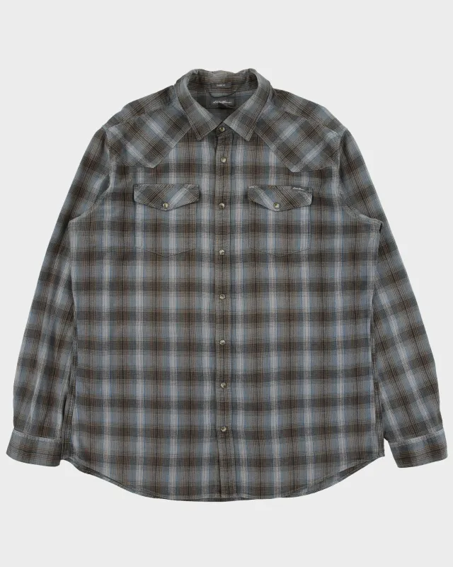 Vintage Eddie Bauer Classic Fit Snap Button Long Sleeve Plaid Flannel Shirt - XL made by Eddie Bauer