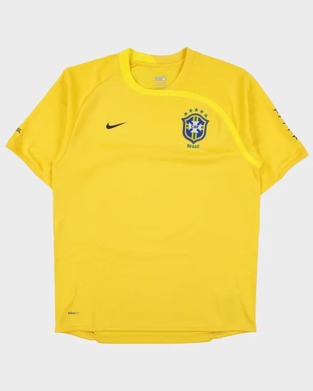 Vintage 2008-09 Nike Brazil National Football Fit Dry Home Shirt - M made by Nike