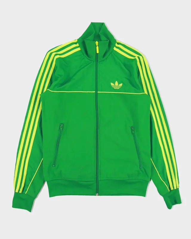 Vintage Adidas Originals Volt Green 3-Stripe Funnel Neck Track Jacket - S made by Adidas