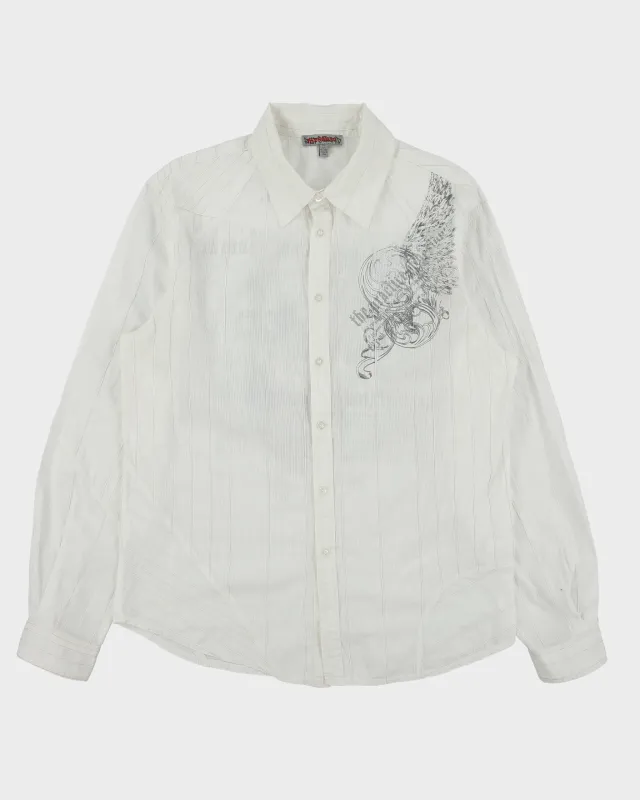 Vintage Y2K 00s Redsquad Pattern Striped Long Sleeve Deconstructed Shirt - L made by Rokit