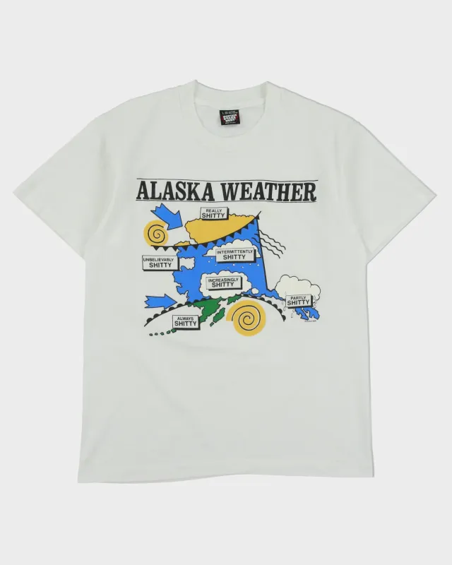 Vintage 1991 Sh**ty Alaska Weather Heavyweight Made In USA Single Stitch Screen Stars Crewneck T-Shirt - L made by Rokit