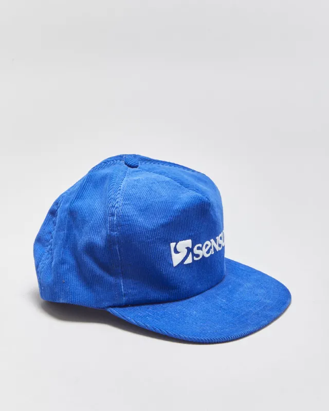 DS Vintage 1980s Census Puff Print Made In USA Flat Brim Corduroy Trucker Hat - OS made by Rokit