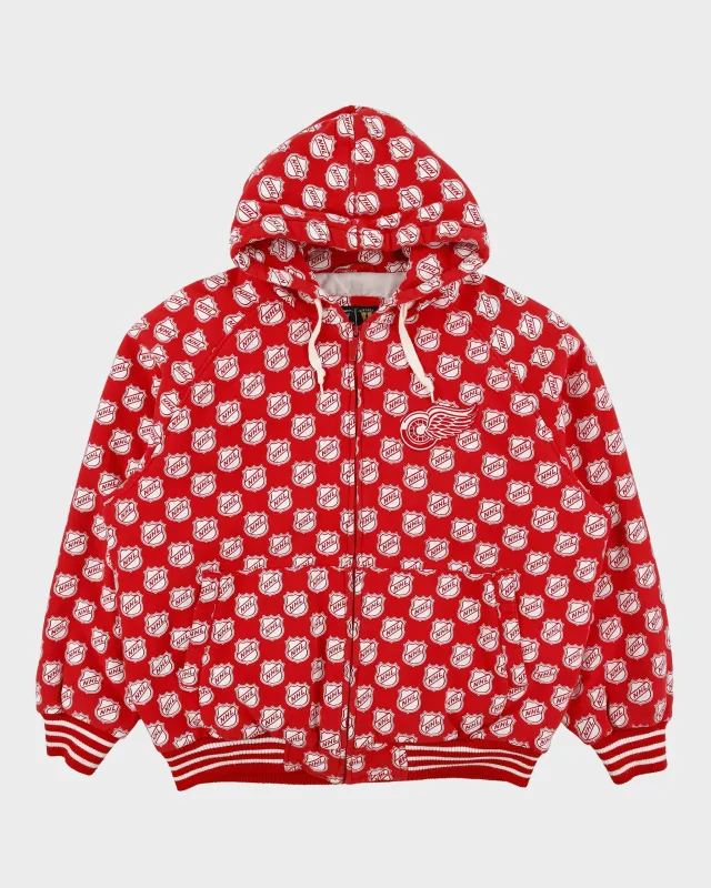 Vintage Y2K 00s G-III Carl Banks Detroit Red Wings NHL Ice Hockey Quilt Lined Zip-Up Hoodie - L made by NHL
