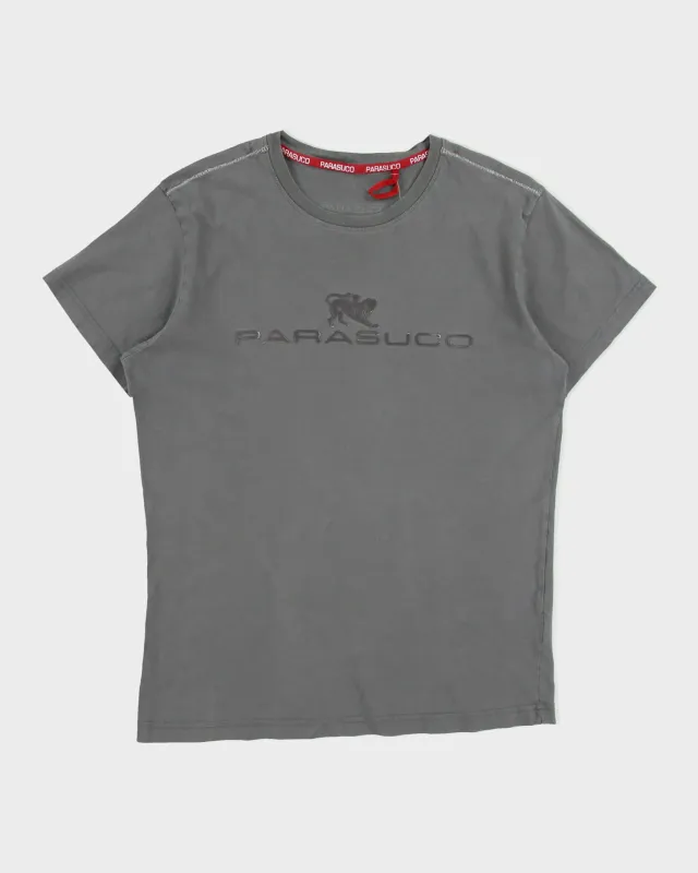Vintage Y2K 00s Parasuco Grey Khaki Heavyweight Logo Crewneck T-Shirt - M made by Rokit