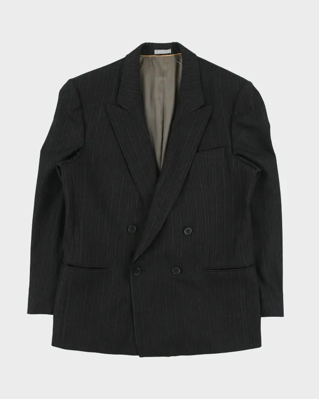 Vintage 1980s Nino Cerutti Pinstripe Wool Union Made In Canada Double Breasted Blazer - M made by Rokit