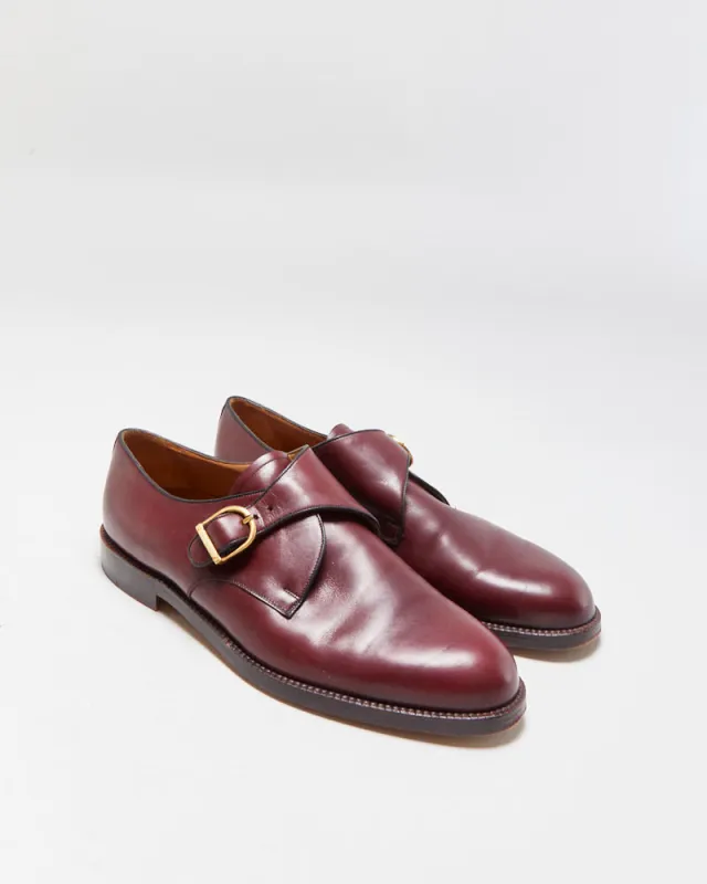 Vintage 1990s Bally Scribe Mahogany Red Leather Single Monk Strap Shoes - UK10 made by Bally