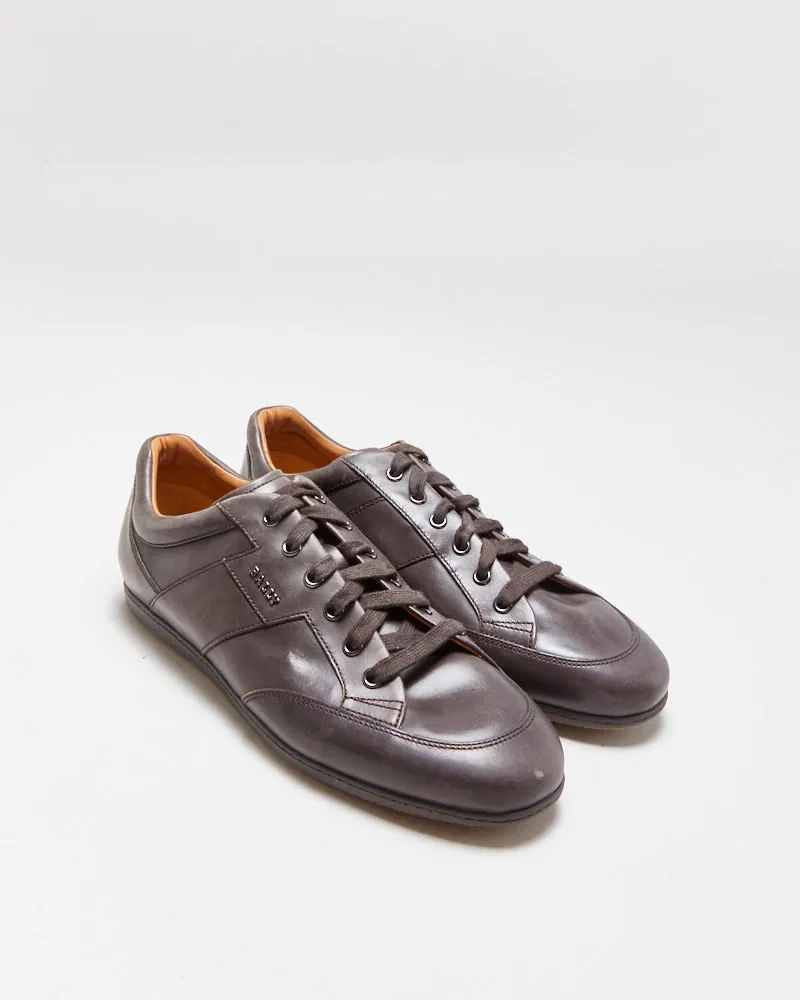 Bally Brown Leather Smart Low Top Trainers - UK8 sold by Rokit