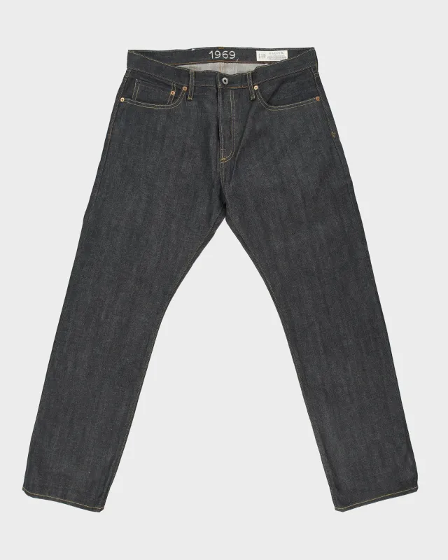 DS GAP 1969 13oz Japanese Kaihara Raw Selvedge Denim Mid Rise Straight Leg Jeans - W34 L32 made by GAP