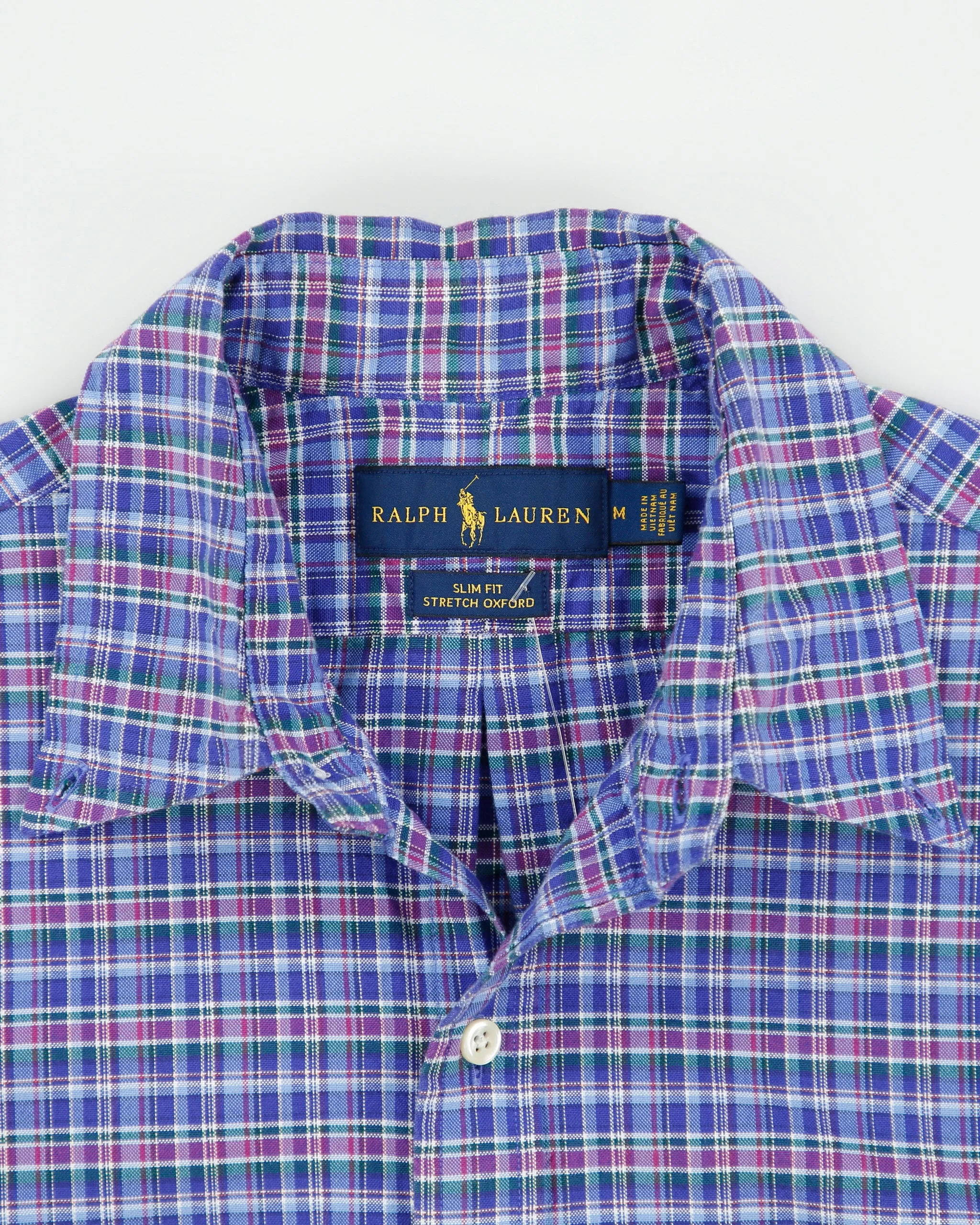 Vintage Ralph Lauren Tartan Plaid Slim Fit Long Sleeve Stretch Oxford Shirt - S sold by Rokit product image thumbnail 5