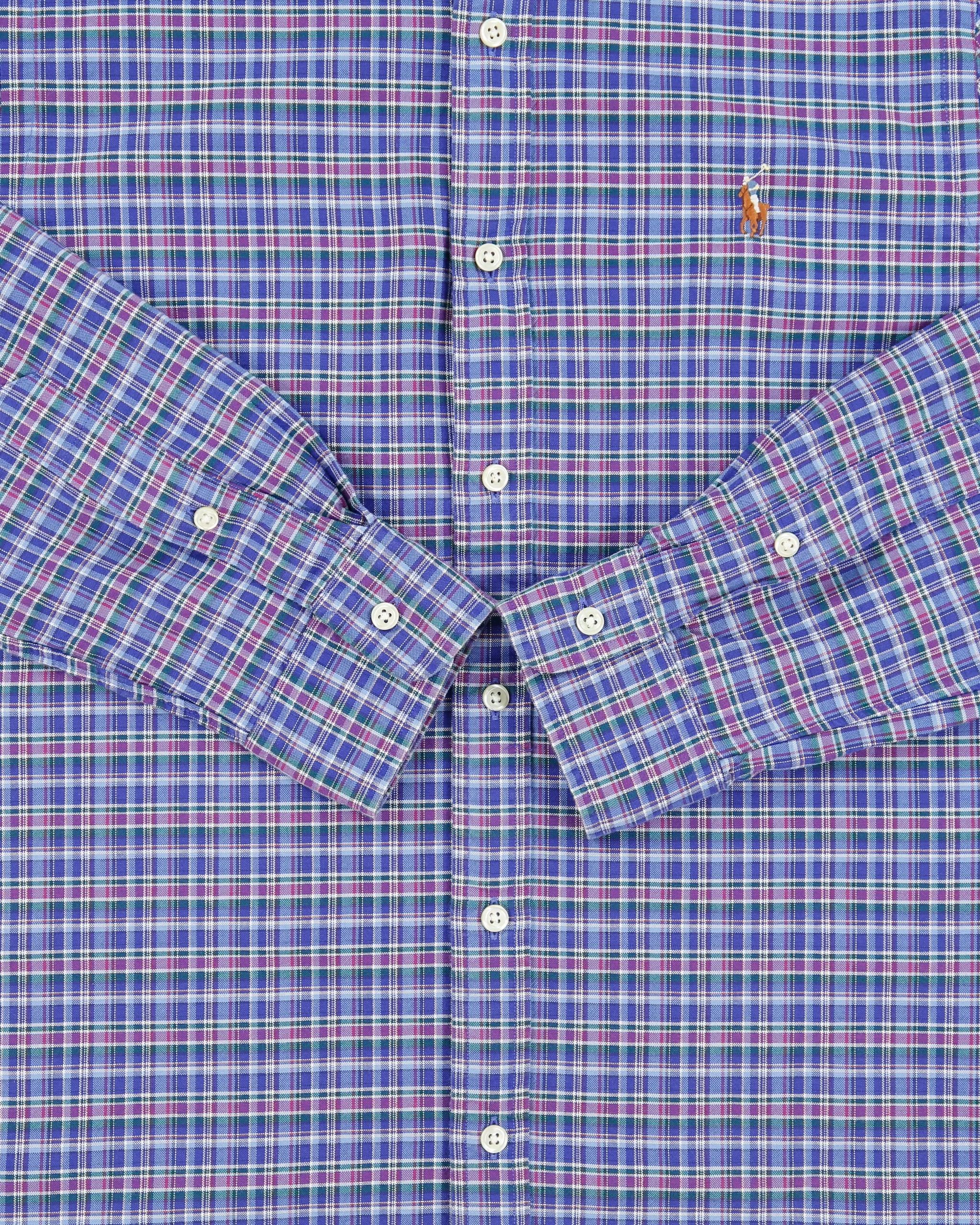 Vintage Ralph Lauren Tartan Plaid Slim Fit Long Sleeve Stretch Oxford Shirt - S sold by Rokit product image thumbnail 4