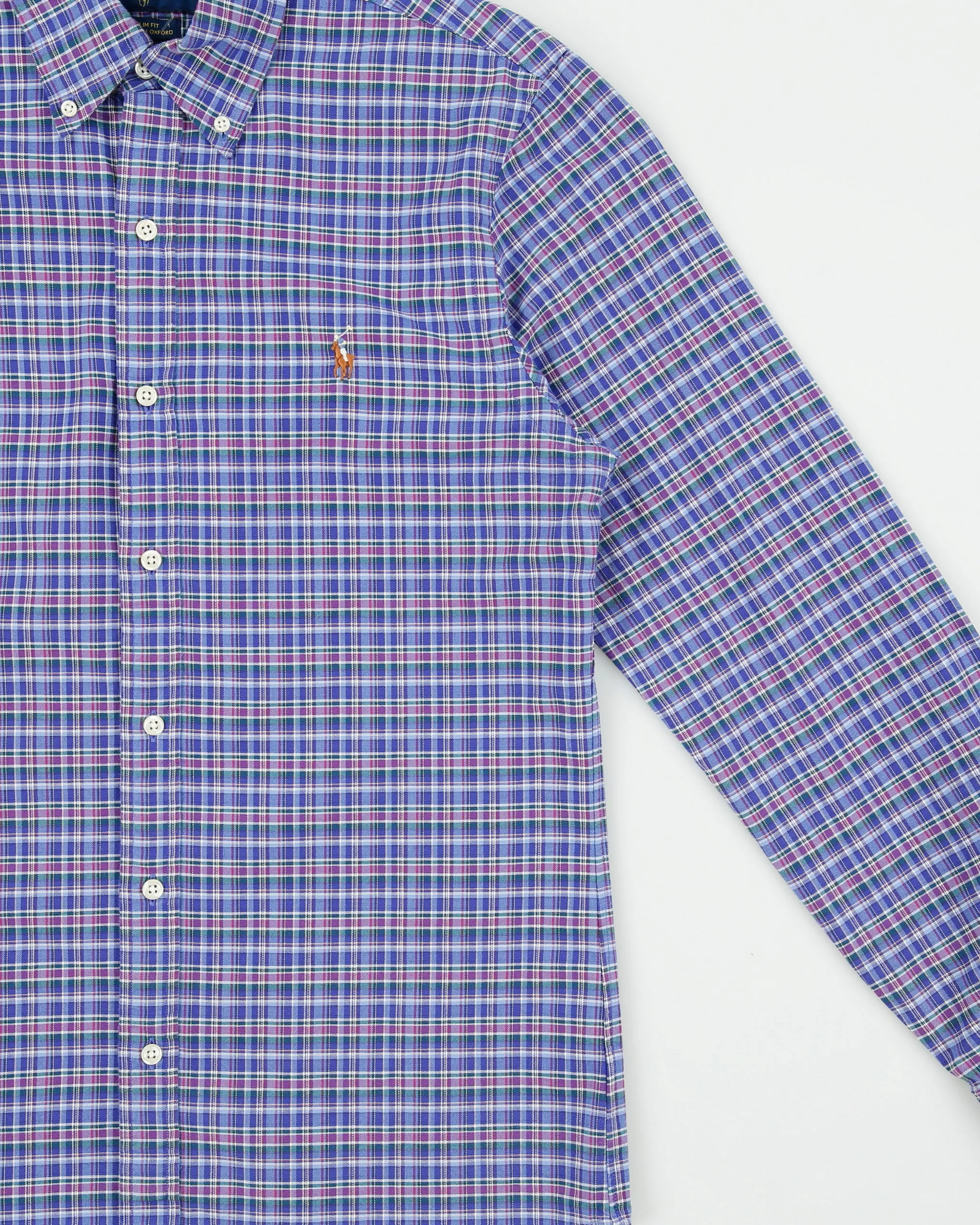 Vintage Ralph Lauren Tartan Plaid Slim Fit Long Sleeve Stretch Oxford Shirt - S sold by Rokit product image thumbnail 3
