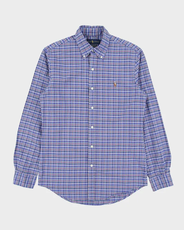 Vintage Ralph Lauren Tartan Plaid Slim Fit Long Sleeve Stretch Oxford Shirt - S made by Ralph Lauren