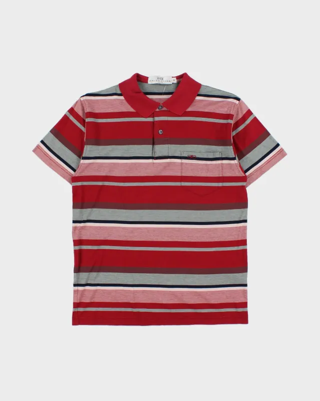 Vintage 1990s Balenciaga Paris Striped Mercerized Short Sleeve Pocket Polo Shirt - S made by Balenciaga