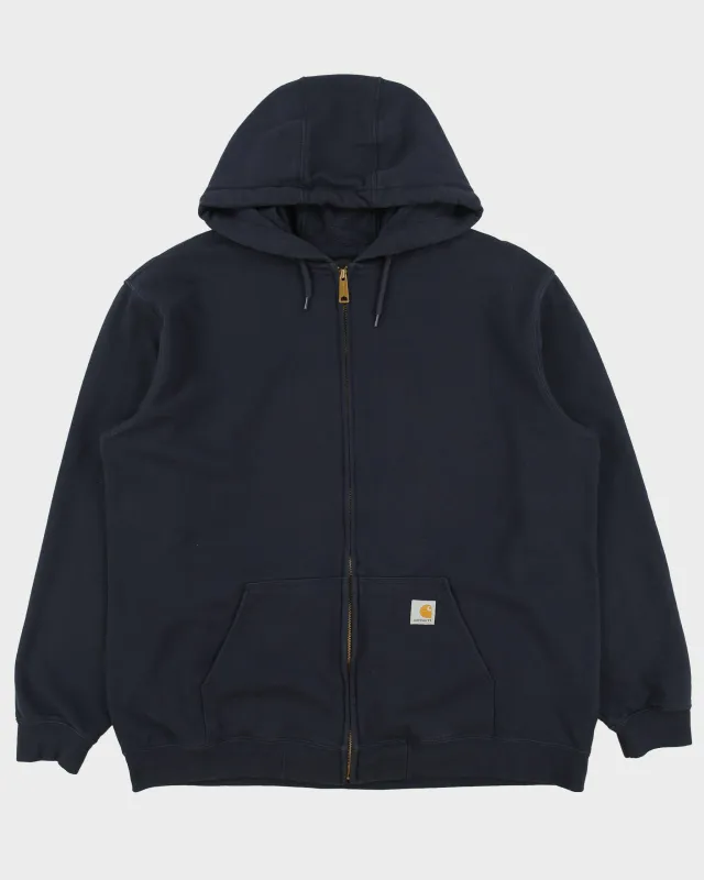 Vintage Carhartt Navy Midweight Fleece Lined Loose Fit Full-Zip Hoodie - XL made by Carhartt