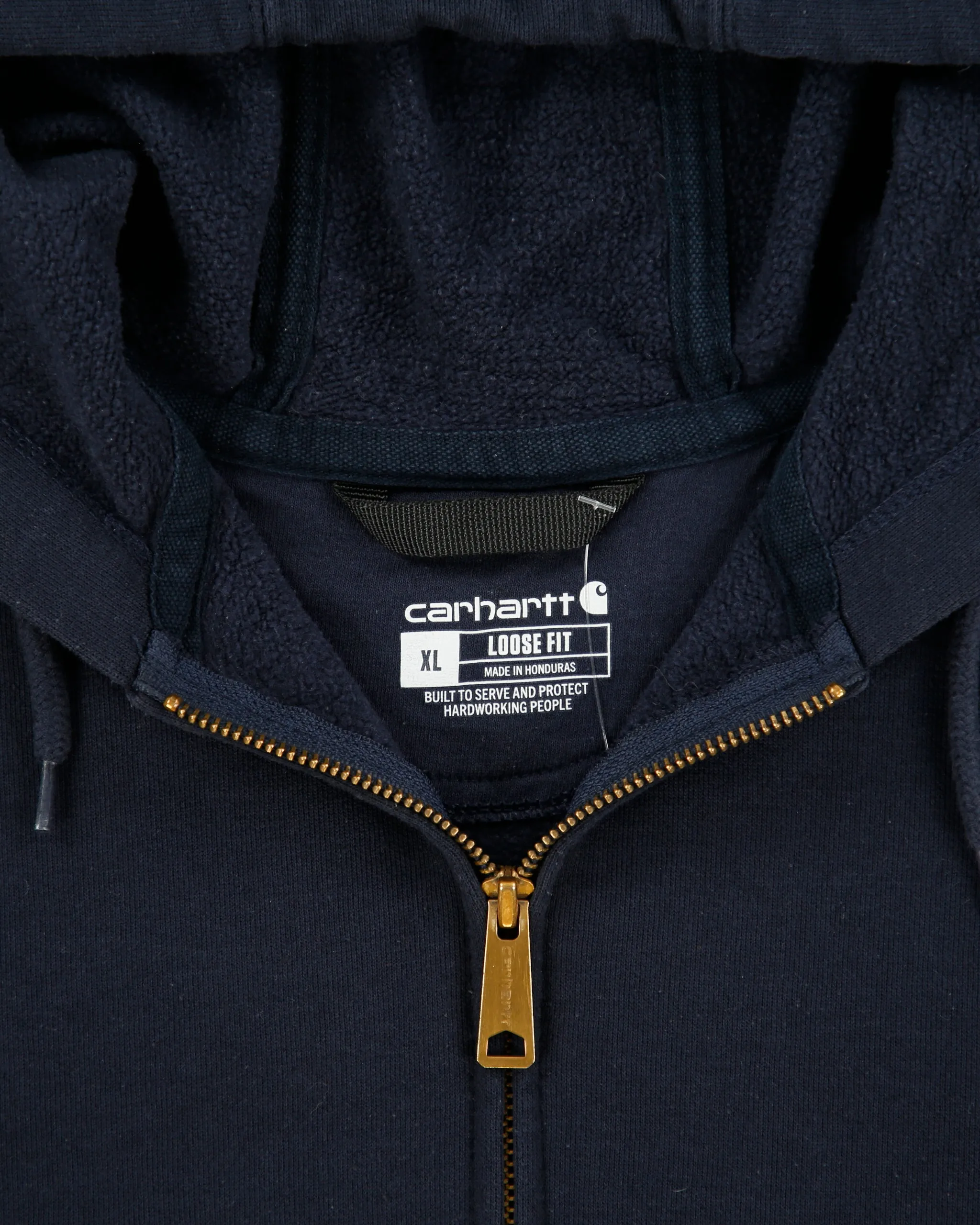 Vintage Carhartt Navy Midweight Fleece Lined Loose Fit Full-Zip Hoodie - XL sold by Rokit product image thumbnail 5