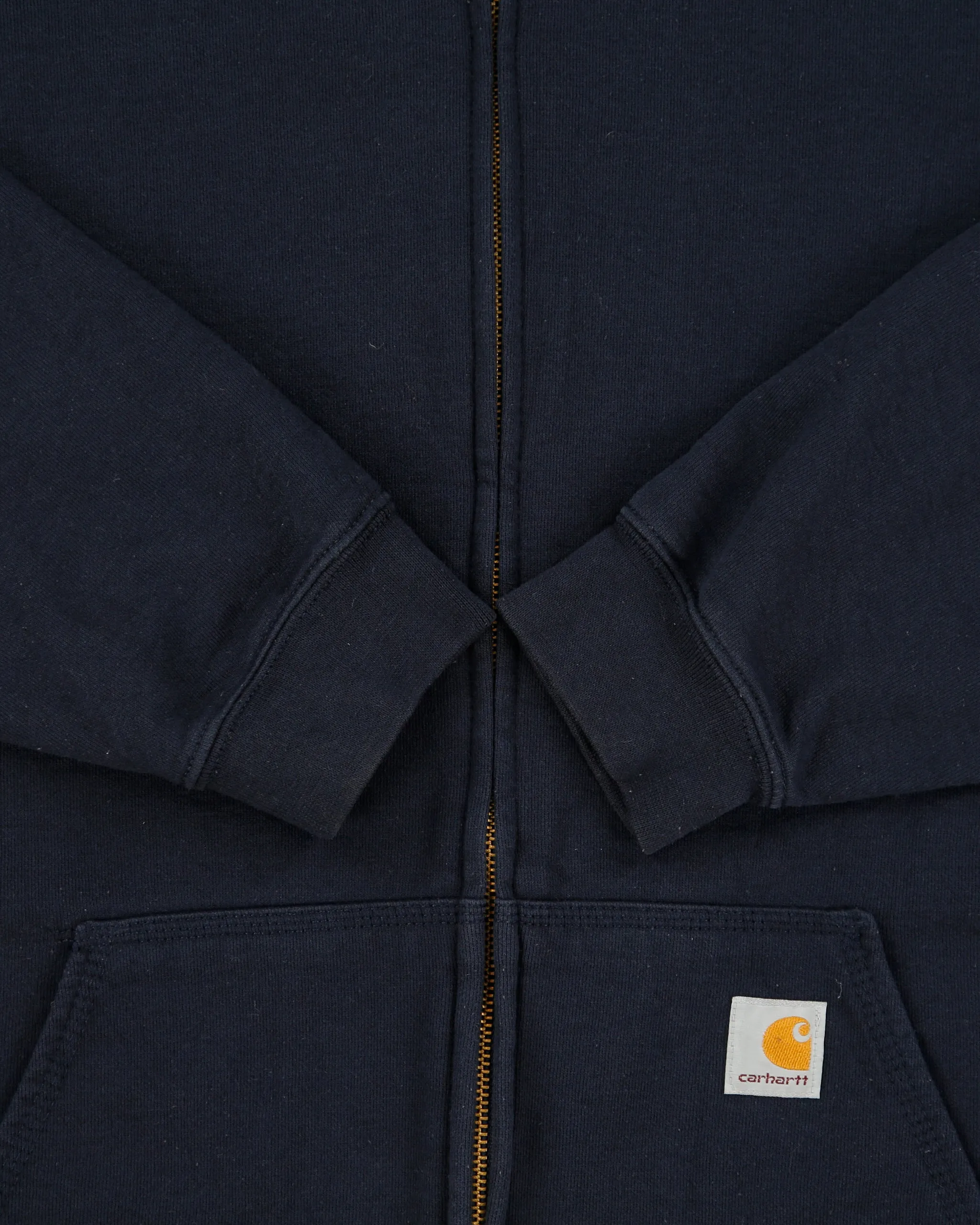 Vintage Carhartt Navy Midweight Fleece Lined Loose Fit Full-Zip Hoodie - XL sold by Rokit product image thumbnail 4