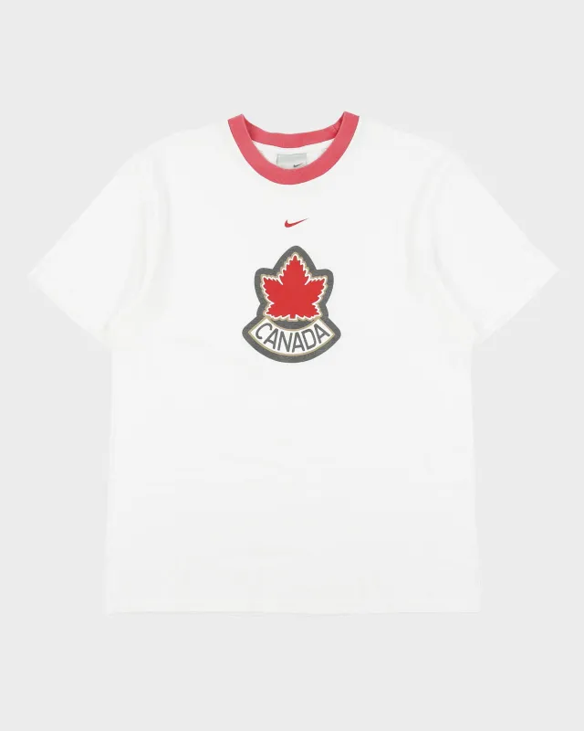 Vintage Y2K 00s Nike Centre Swoosh Canada Heavyweight Made In America Crewneck T-Shirt - L made by Nike