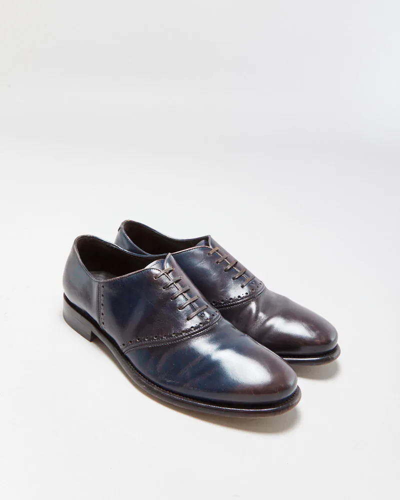 Vintage Salvatore Ferragamo Midnight Brown Leather Oxford Saddle Shoes - UK7 sold by Rokit