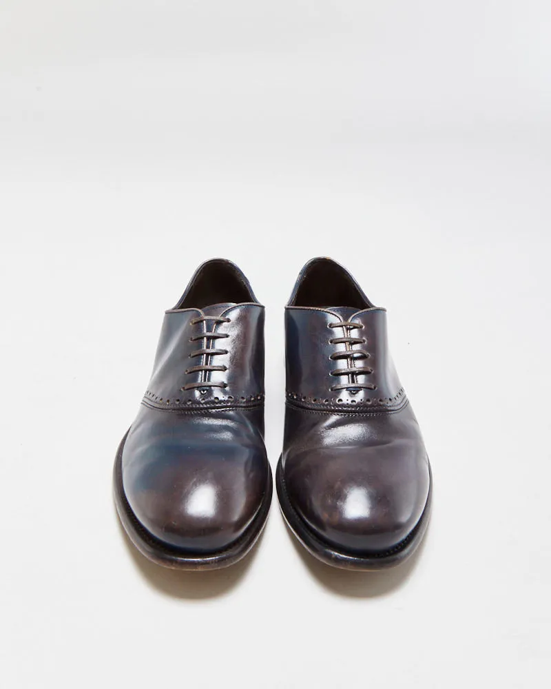 Vintage Salvatore Ferragamo Midnight Brown Leather Oxford Saddle Shoes - UK7 sold by Rokit product image thumbnail 3