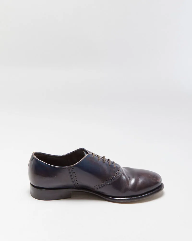 Vintage Salvatore Ferragamo Midnight Brown Leather Oxford Saddle Shoes - UK7 sold by Rokit product image thumbnail 2