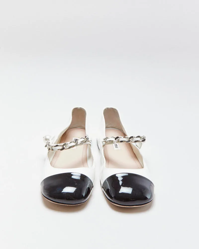 Miu Miu Pearl Chain Strap Patent Leather Mary Jane Ballet Flats - UK3 sold by Rokit product image thumbnail 3