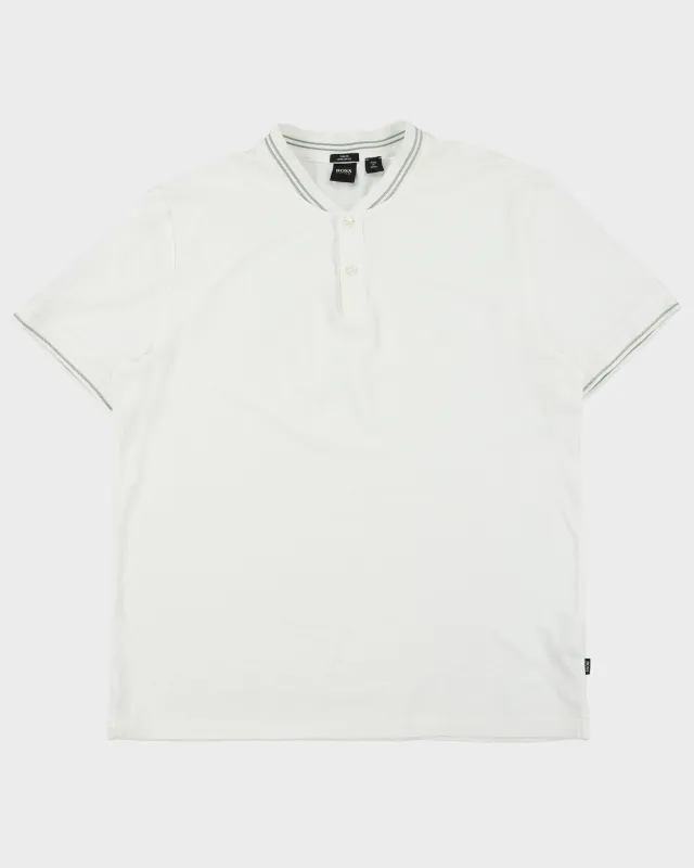 Hugo Boss Pollard Heavyweight Tipped Slim Fit Mercerised Crewneck Henley T-Shirt - XXL made by Hugo Boss