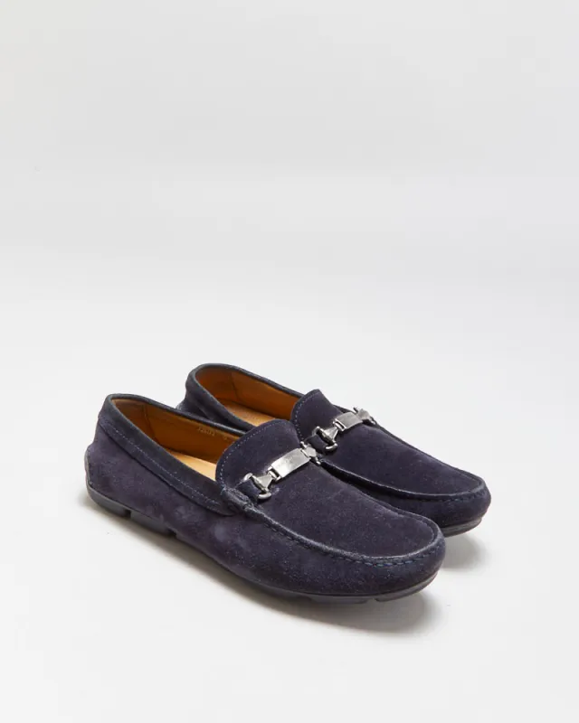 Vintage Giorgio Armani Navy Suede Horsebit Driving Moccasin Loafers - UK7 made by Giorgio Armani