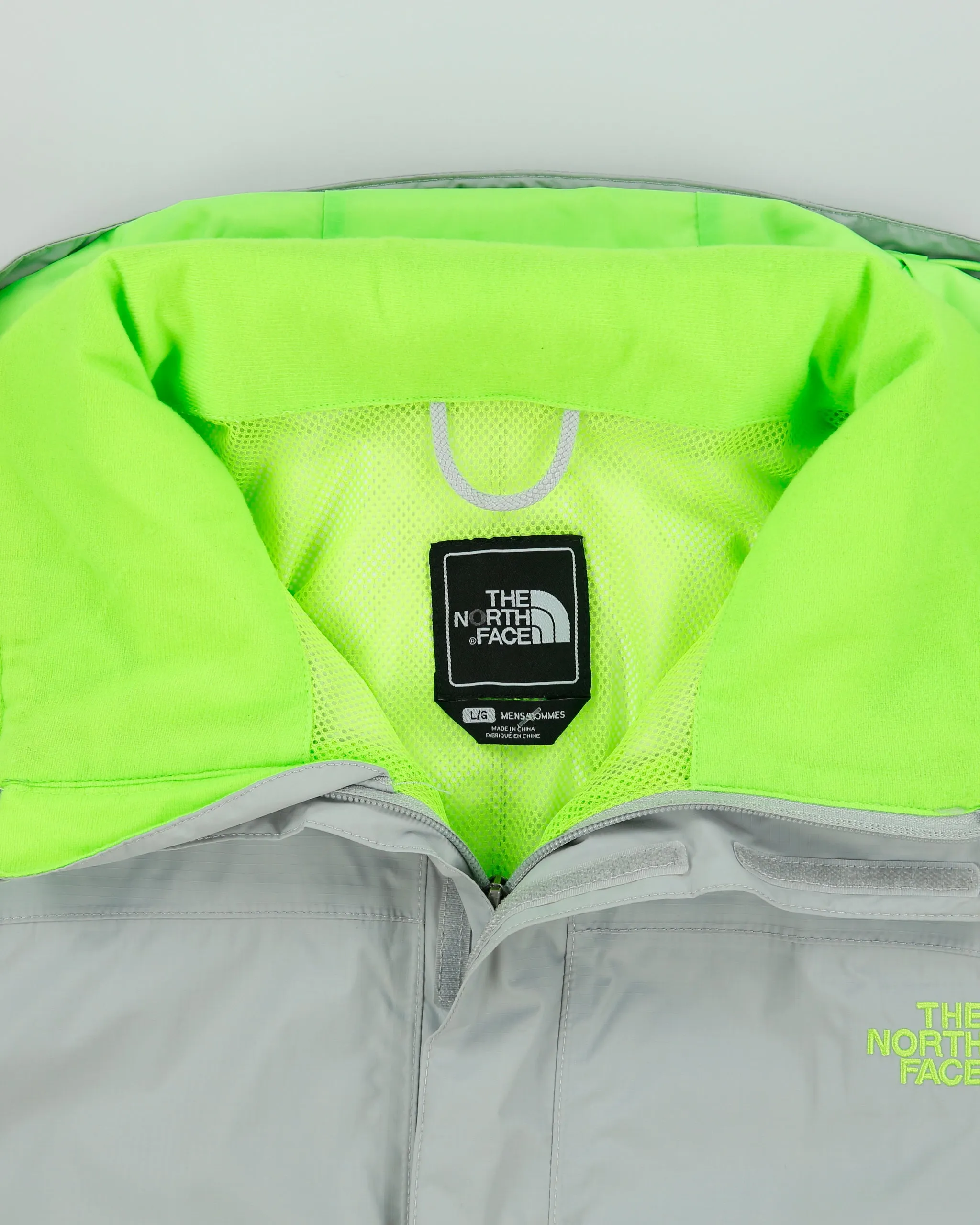 Vintage The North Face Pale Grey / Volt Green Waterproof Hyvent Jacket - L sold by Rokit product image thumbnail 5